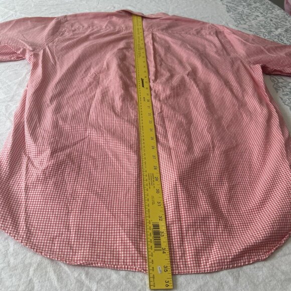 Peter Millar Men's XL Short Sleeve Button Down Shirt Check Salmon Cotton - Picture 5 of 16
